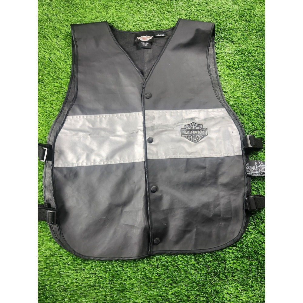 Harley-Davidson Hi-Vis Reflective Motorcycle Safety Vest Mens Black PVC Gear